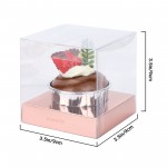 Reachful Cupcake Boxes, 1pcs 3.5 Inch Plastic Individual Cupcake Containers, Single Transparent Cupcake Holder Carrier with Ribbon-Rose Gold